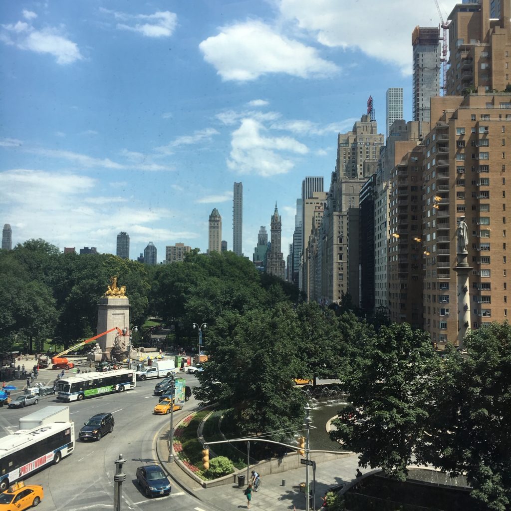 View out the window of the Shops at Columbus Circle
