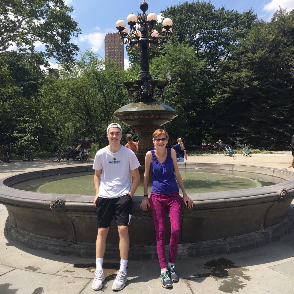 In front of the "Friends" fountain in Central Park