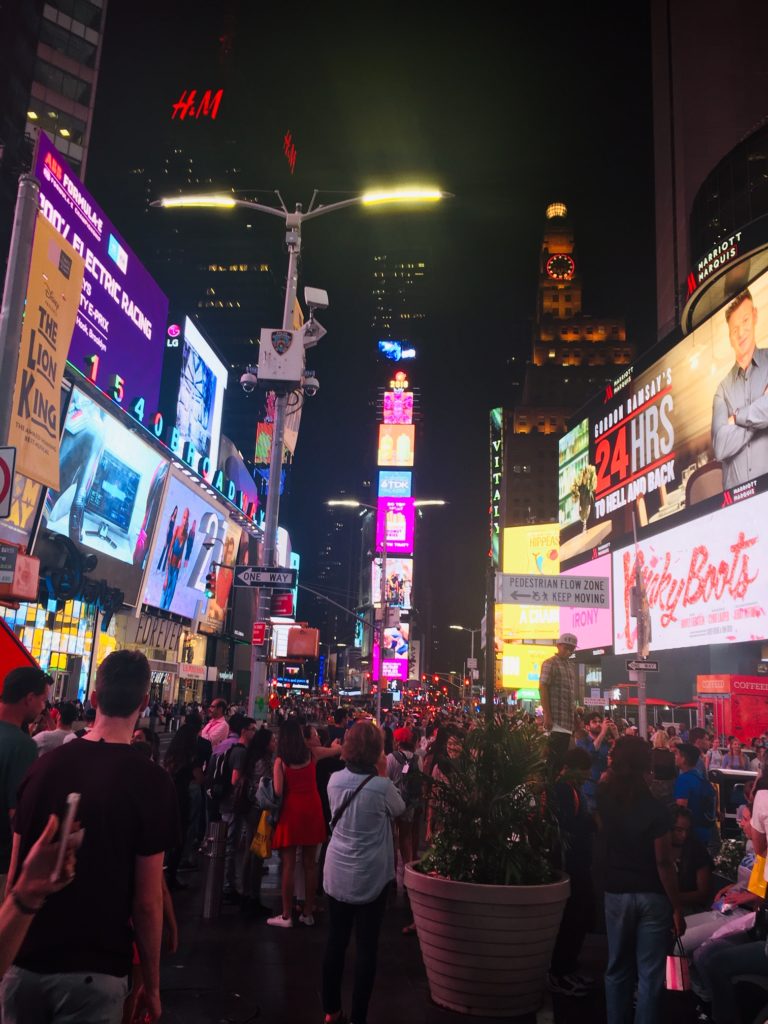 Street view of Times Square NYC at night