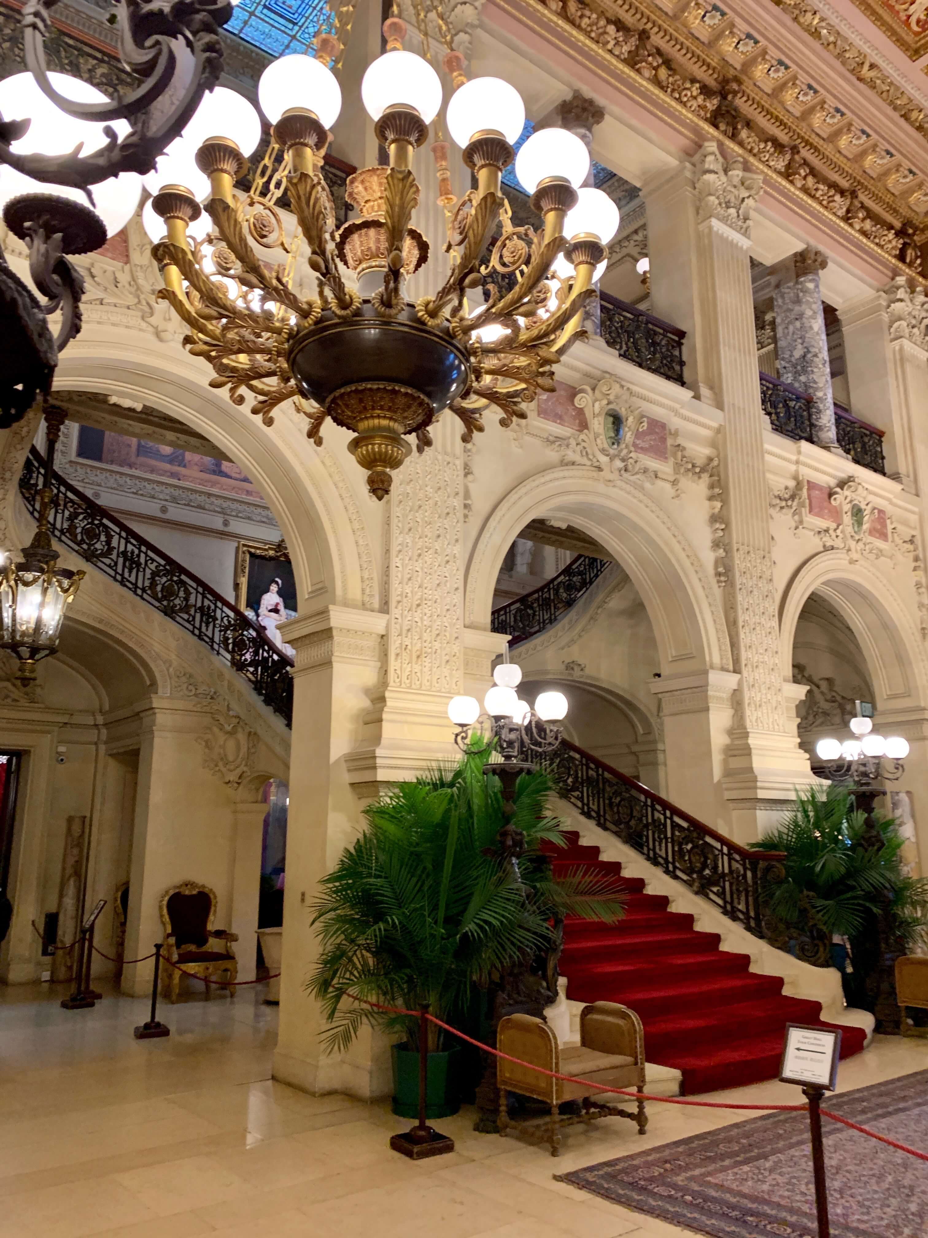 Grand foyer of The Breakers mansion in Newport RI