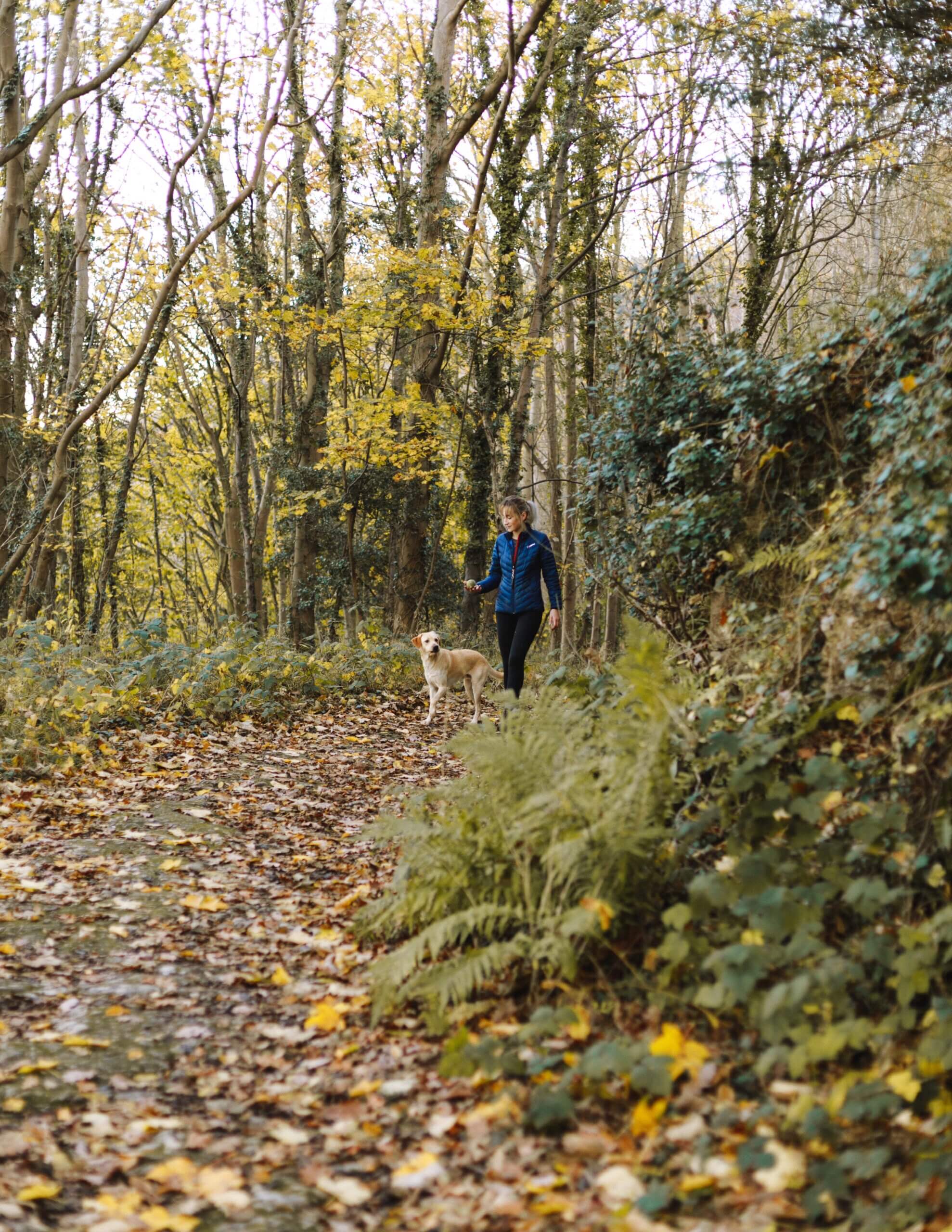 Woman walking her dog