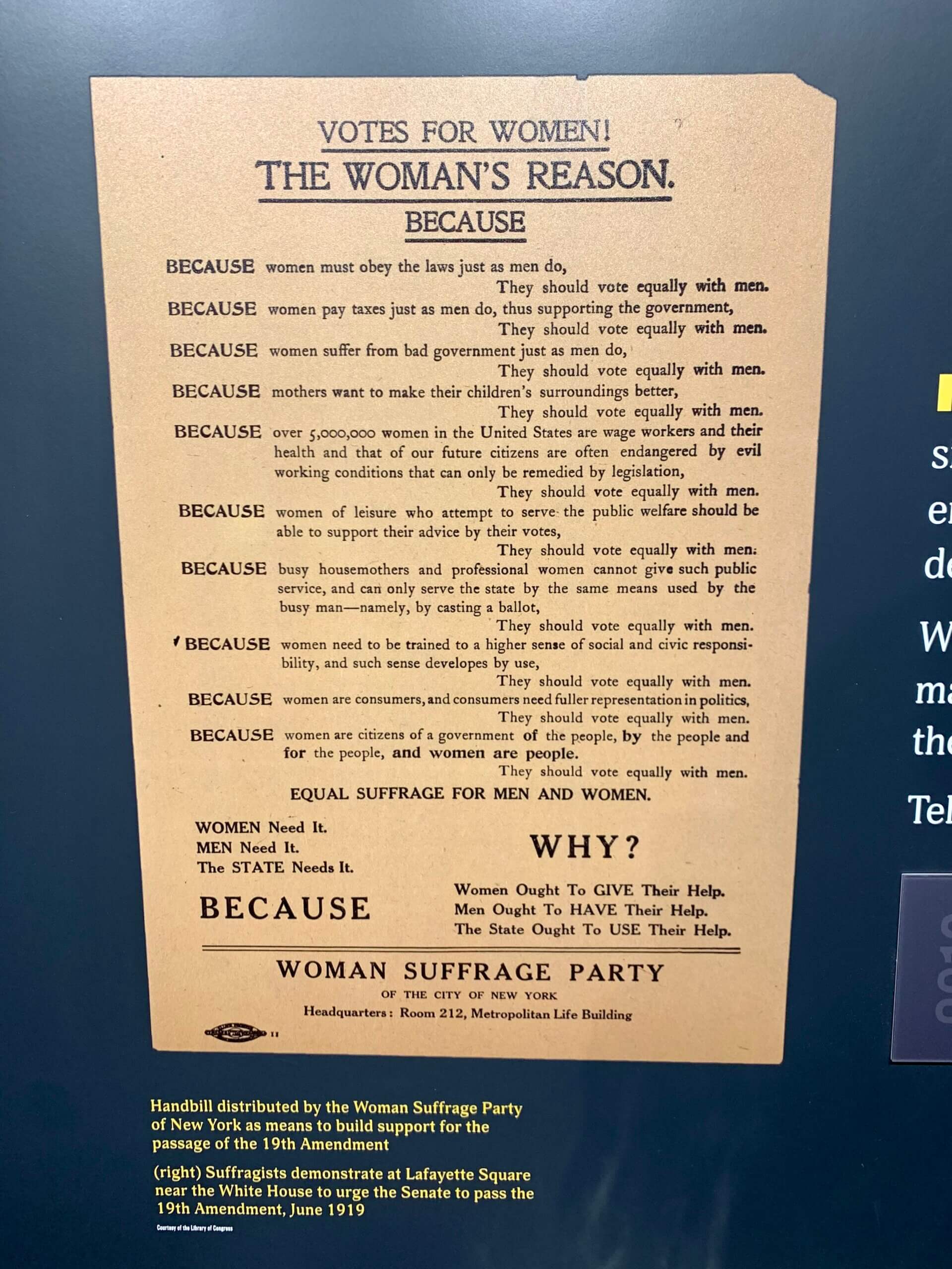 Lucy Burns Museum - suffrage handbill