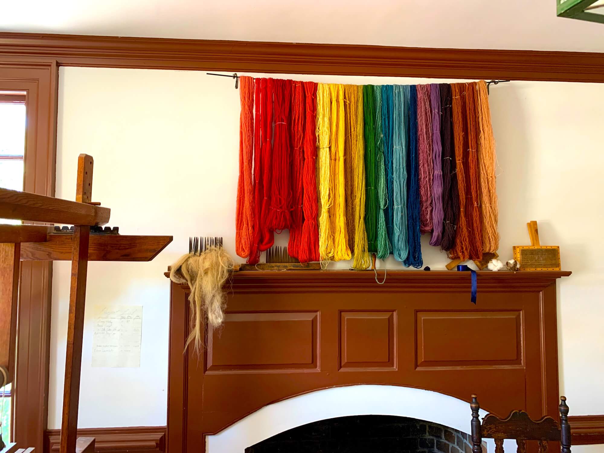 Colorful skeins of handmade yarn Weaver's Shop Colonial Williamsburg I MemorableWomensTravel.com