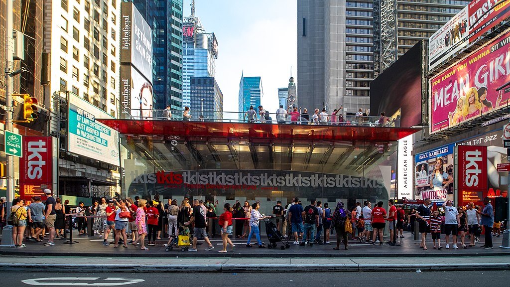 The TKTS booth in Times Square NY for discounted theater tickets.