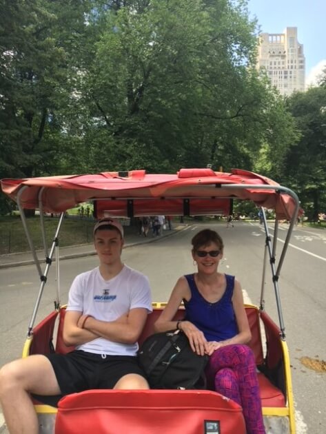 Man and woman in a Pedicab in Central Park NYC<br />
