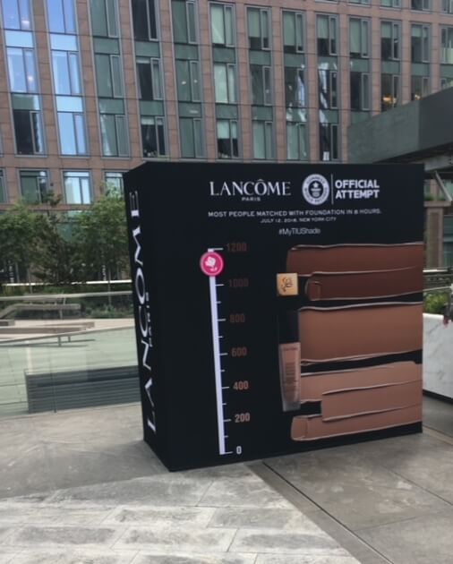 Lancome sign on the day of their world record breaking event in NYC